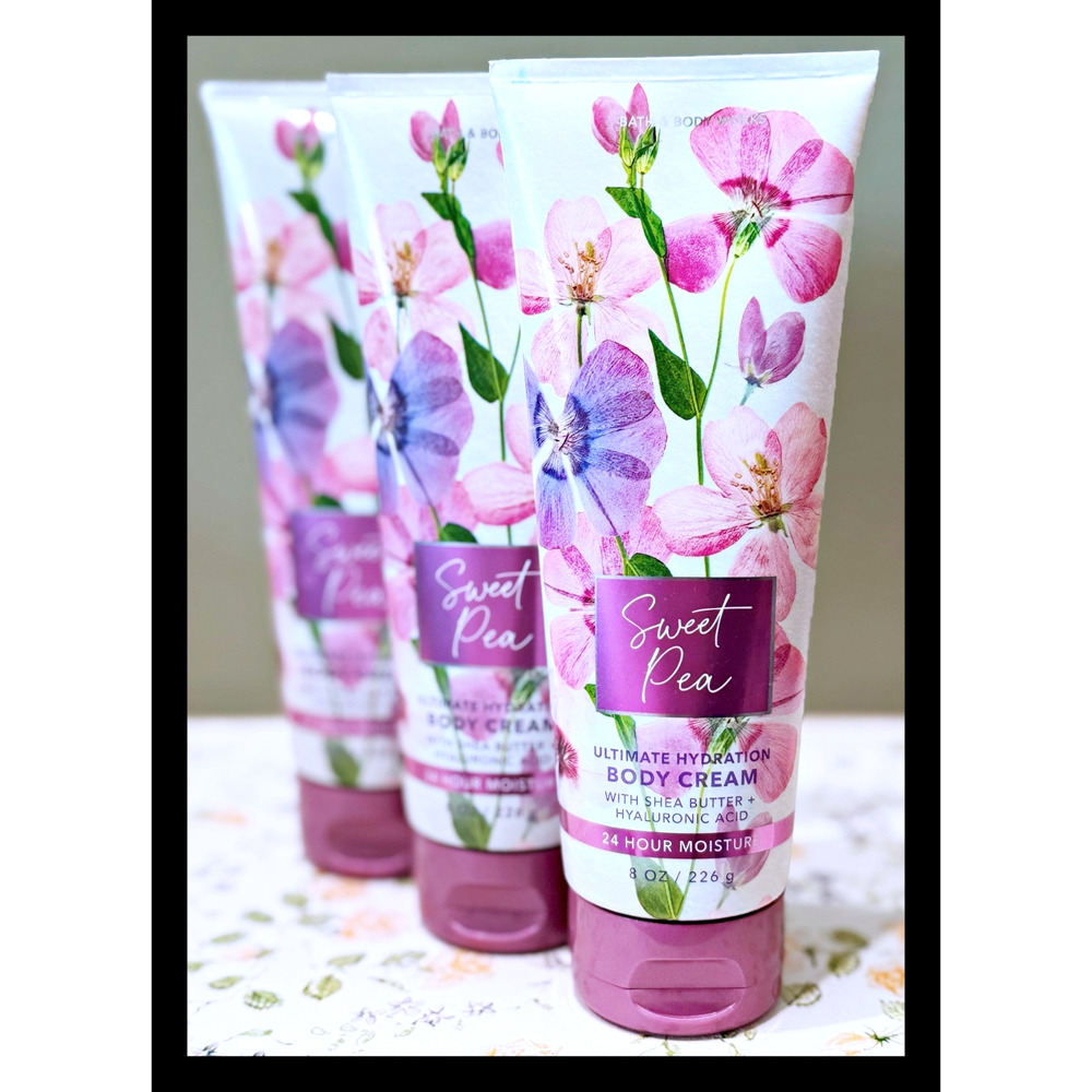 Bath & Body Works Sweet Pea 8oz Ultimate Hydration Body Cream with Shea x3